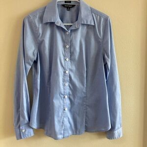 Ellen Tracy Blue Dress Shirt Professional Cotton Blend